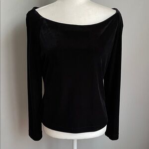 New Jackie Jon Elegant Black Velvet Women's Top Size Large
